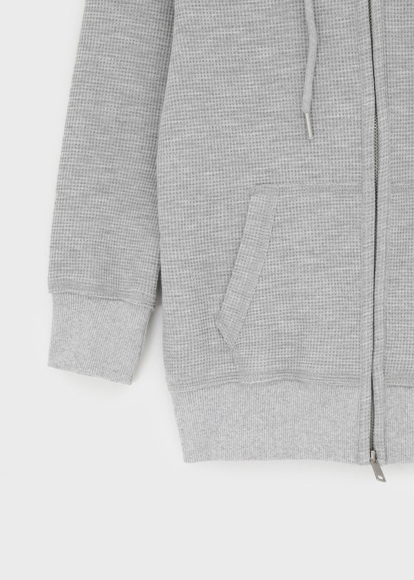 [B-BASIC] Waffle Slim Fit 3/4 Length Zip-Up Hoodie (2 SIZE)