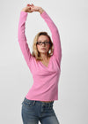 [B-BASIC] Ribbed V-Neck Wrap Long Sleeve Tee (2 SIZE)