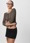 [B-BASIC] Tension Standard Boat Neck 3/4 Sleeve Cardigan (2 SIZE)