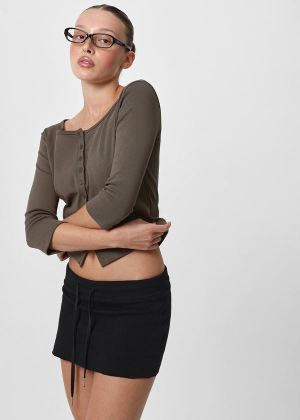 [B-BASIC] Tension Standard Boat Neck 3/4 Sleeve Cardigan (2 SIZE)