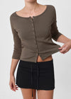 [B-BASIC] Tension Standard Boat Neck 3/4 Sleeve Cardigan (2 SIZE)