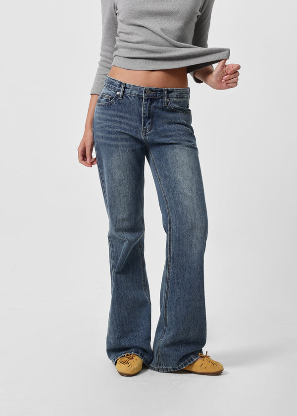 [B-DENIM] LOW NON SPAN BOOTS-CUT JEANS 057