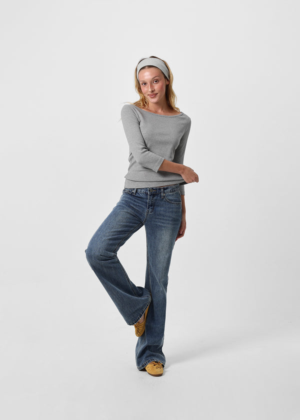 [B-DENIM] LOW NON SPAN BOOTS-CUT JEANS 057
