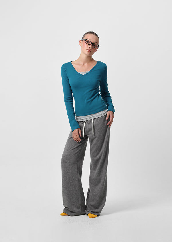 [B-BASIC] Tension Standard V-Neck Long Sleeve T-Shirt (3 SIZE)
