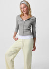 [B-BASIC] Tension Standard Boat Neck 3/4 Sleeve Cardigan (2 SIZE)
