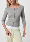 [B-BASIC] Tension Standard Boat Neck 3/4 Sleeve Cardigan (2 SIZE)