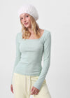 [B-BASIC] Ribbed Square Neck Long Sleeve Tee (2 SIZE)