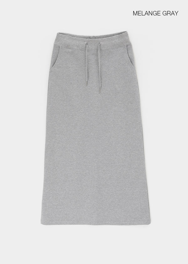 [B-BASIC] Mid-Sweat Low-Waist Elastic Long Skirt
