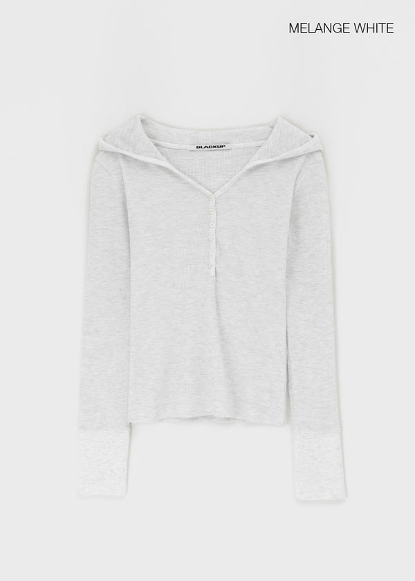 [B-BASIC] Waffle Slim Long-Sleeve Hoodie