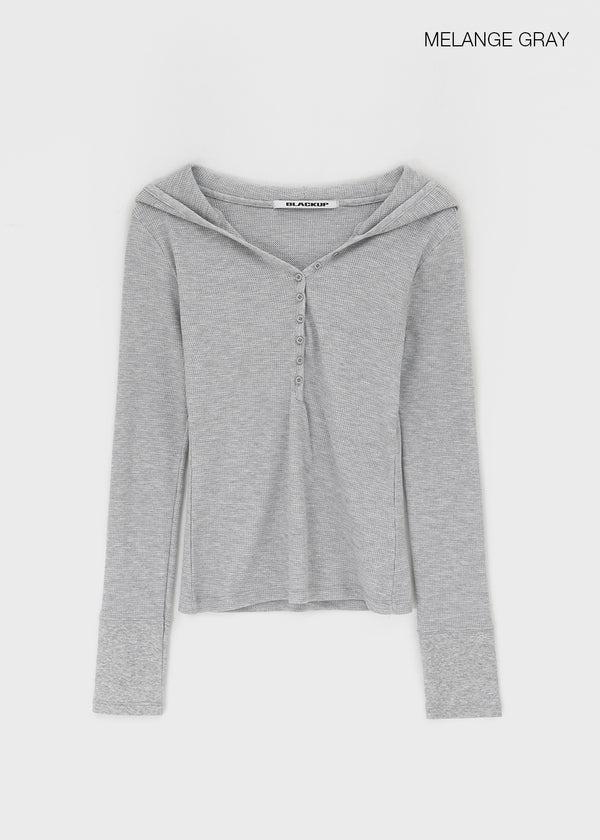 [B-BASIC] Waffle Slim Long-Sleeve Hoodie