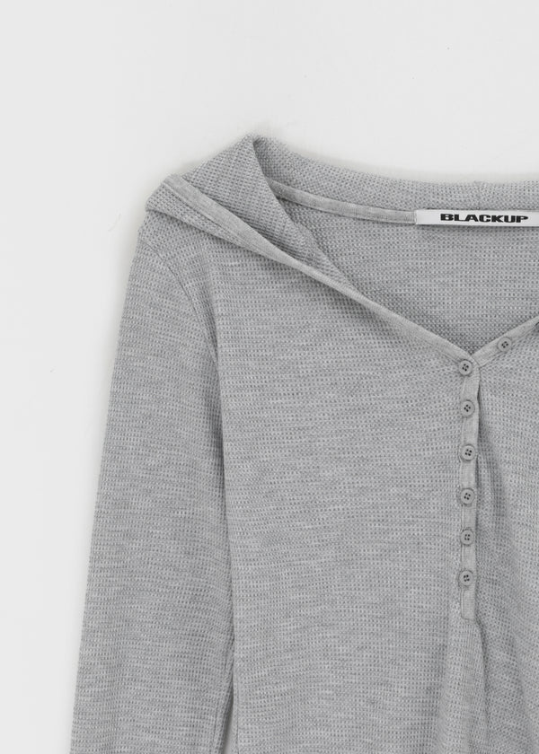 [B-BASIC] Waffle Slim Long-Sleeve Hoodie
