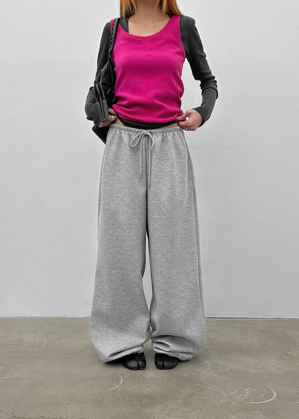(UNISEX) Pluck Wide Elastic String Pants