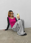 (UNISEX) Pluck Wide Elastic String Pants