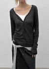 [MADE] Tiered Henley Neck Tencel Long Sleeve Tee