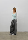 (UNISEX) Pluck Wide Elastic String Pants