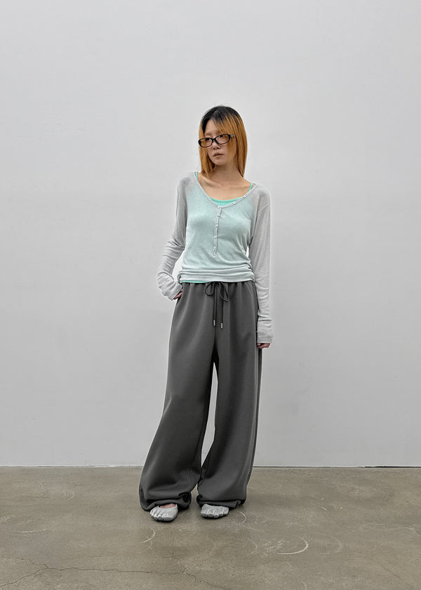 [MADE] Tiered Henley Neck Tencel Long Sleeve Tee