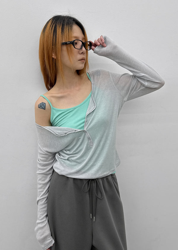 [MADE] Tiered Henley Neck Tencel Long Sleeve Tee