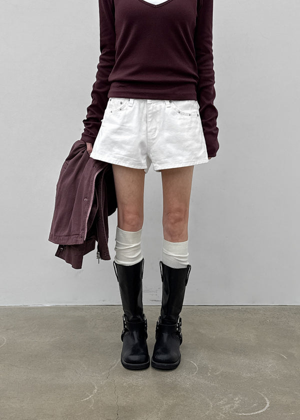 Overt studded cotton shorts