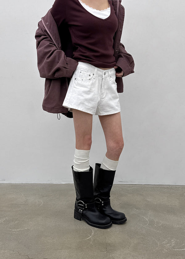 Overt studded cotton shorts