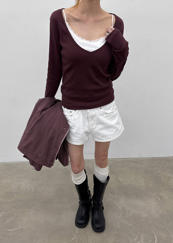 [MADE] Dutsby Deep V-Neck Long Sleeve Tee