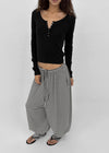 Rope Striped Leg Warmer Harem Pants