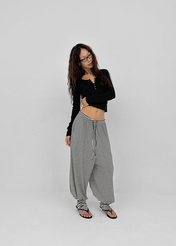 Rope Striped Leg Warmer Harem Pants