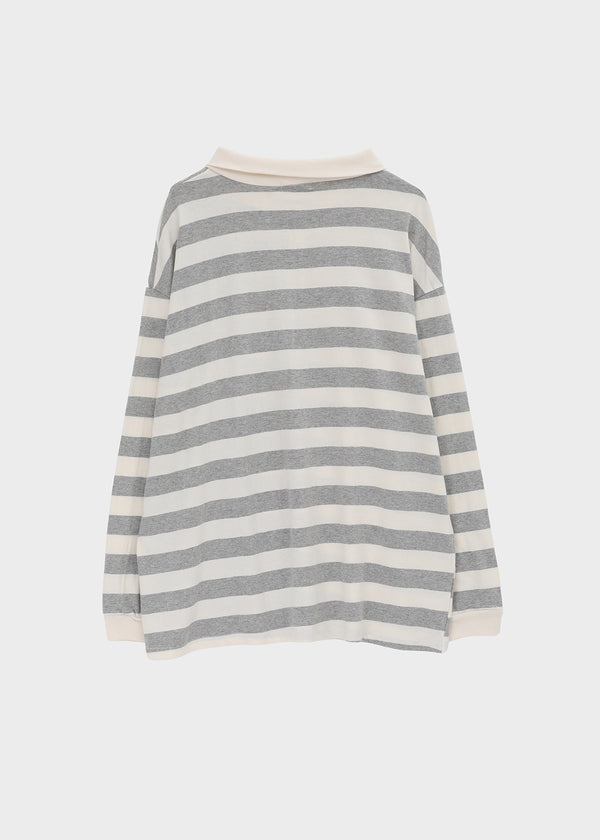 (UNISEX) Morato Striped Collared Long Sleeve Tee