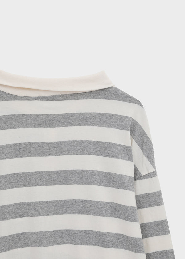(UNISEX) Morato Striped Collared Long Sleeve Tee