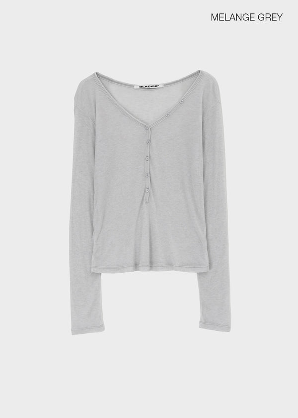 [MADE] Tiered Henley Neck Tencel Long Sleeve Tee