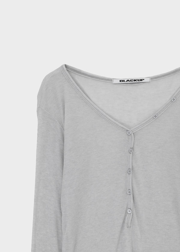 [MADE] Tiered Henley Neck Tencel Long Sleeve Tee