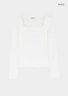 [B-BASIC] Ribbed Square Neck Long Sleeve Tee (2 SIZE)