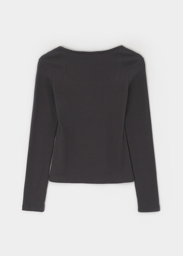 [B-BASIC] Ribbed Square Neck Long Sleeve Tee (2 SIZE)