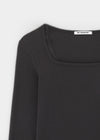[B-BASIC] Ribbed Square Neck Long Sleeve Tee (2 SIZE)