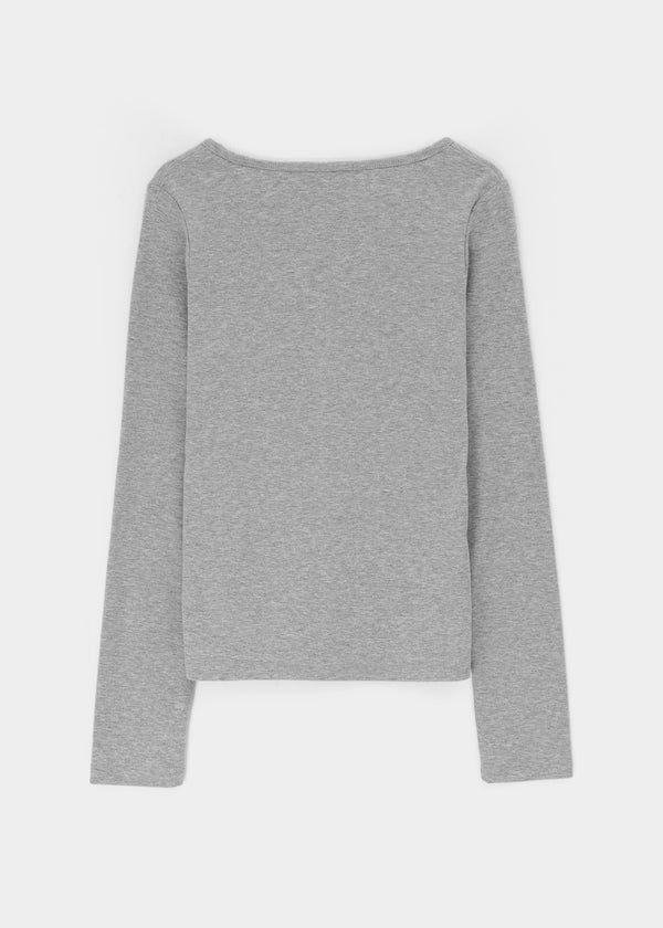 [B-BASIC] Ribbed Henley Neck Long Sleeve Tee (2 SIZE)