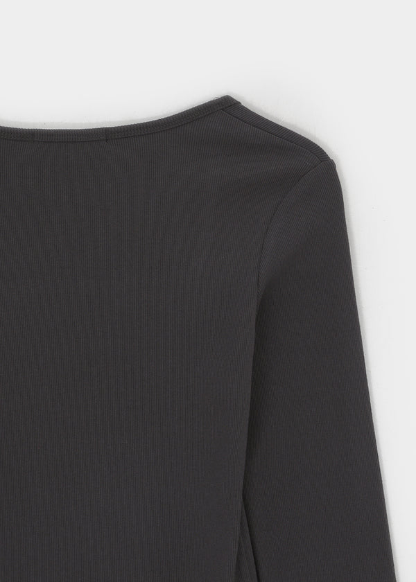 [B-BASIC] Ribbed Square Neck Long Sleeve Tee (2 SIZE)