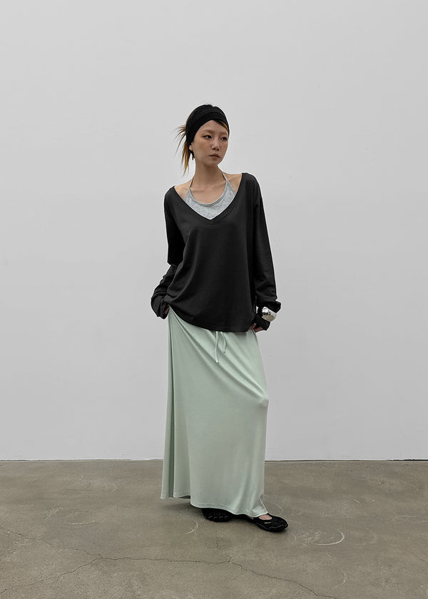 [MADE] Geneva Deep V-Neck Oversized Long Sleeve Tee