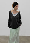 [MADE] Geneva Deep V-Neck Oversized Long Sleeve Tee