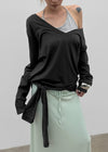 [MADE] Geneva Deep V-Neck Oversized Long Sleeve Tee