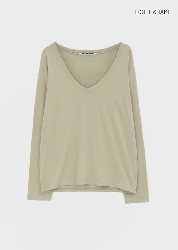 [MADE] Geneva Deep V-Neck Oversized Long Sleeve Tee