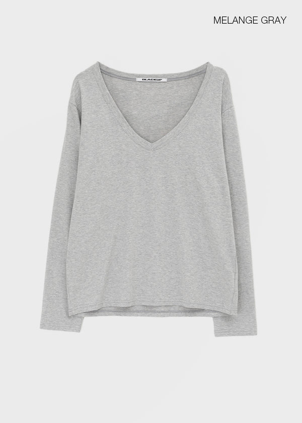 [MADE] Geneva Deep V-Neck Oversized Long Sleeve Tee