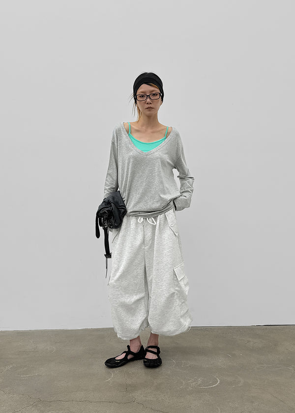 (UNISEX) Dipia Cargo Bermuda Elastic Pants