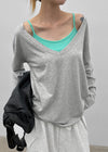 [MADE] Geneva Deep V-Neck Oversized Long Sleeve Tee