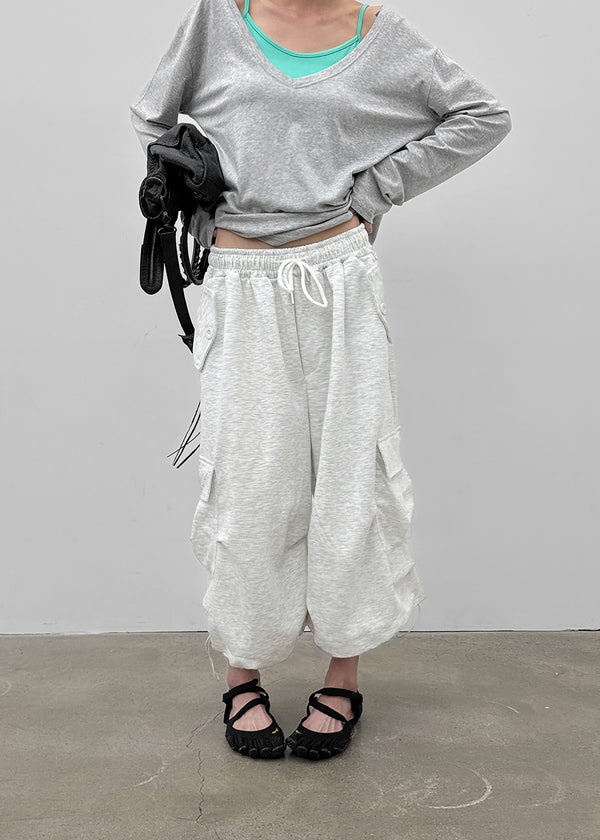(UNISEX) Dipia Cargo Bermuda Elastic Pants