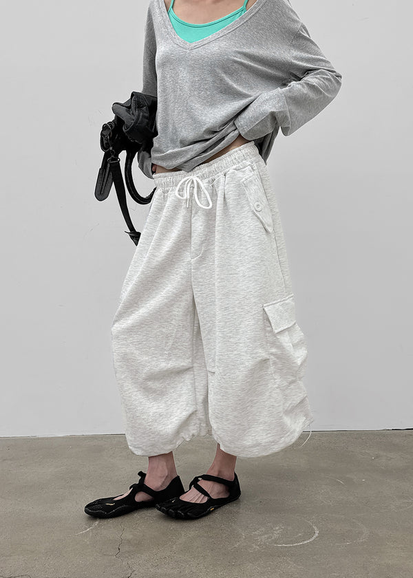 (UNISEX) Dipia Cargo Bermuda Elastic Pants