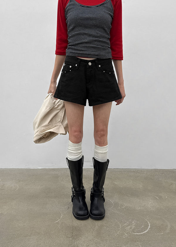 Overt studded cotton shorts