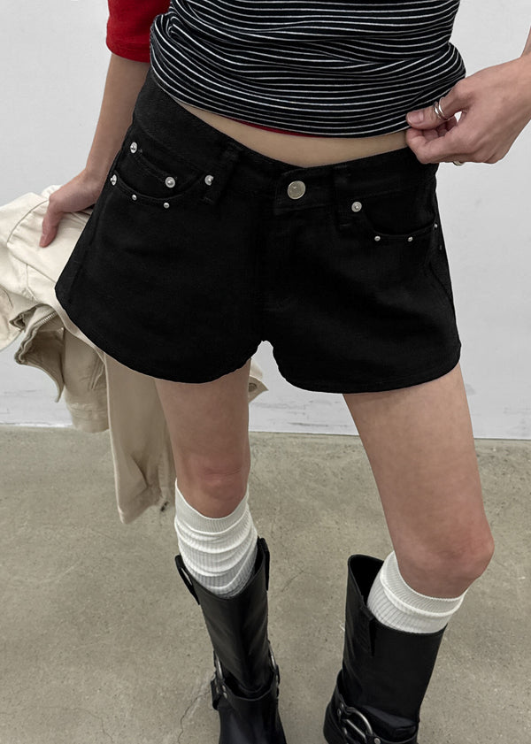 Overt studded cotton shorts