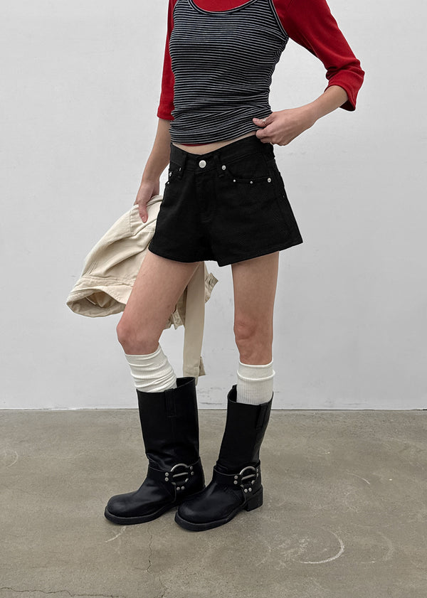 Overt studded cotton shorts