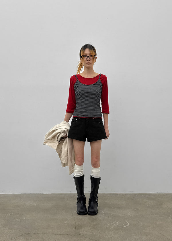 Overt studded cotton shorts