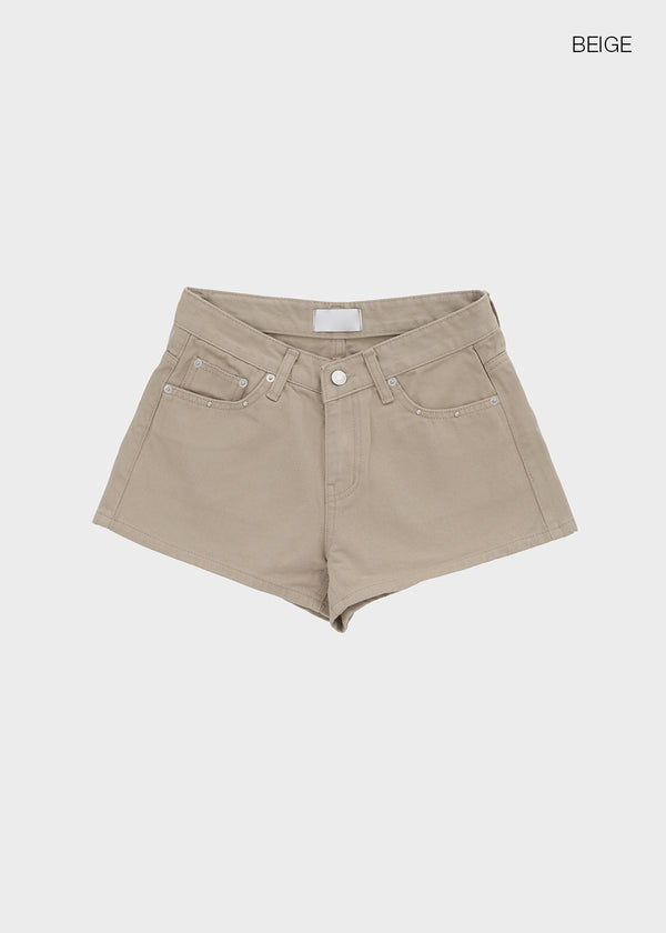 Overt studded cotton shorts