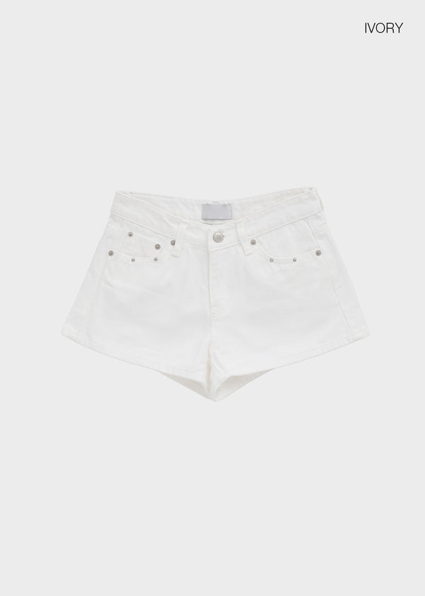 Overt studded cotton shorts